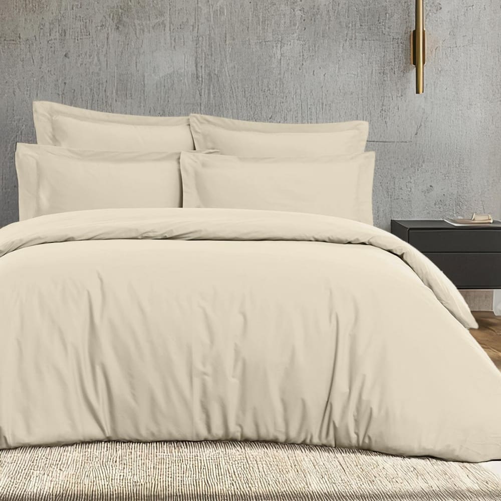 Parure de lit satin avec 2 taies rectangles Ficelle 200x200 cm