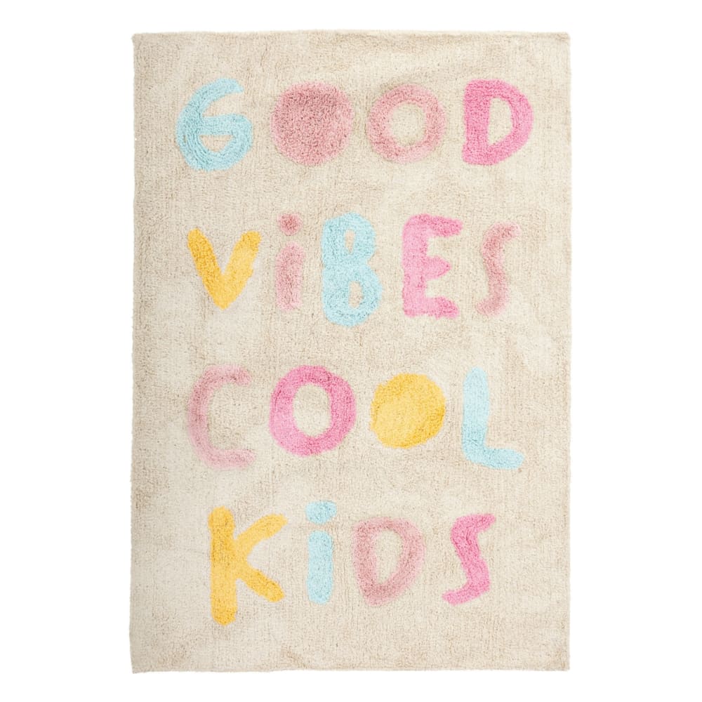 Tapis enfant tufté good vibes coton beige 150 x 100