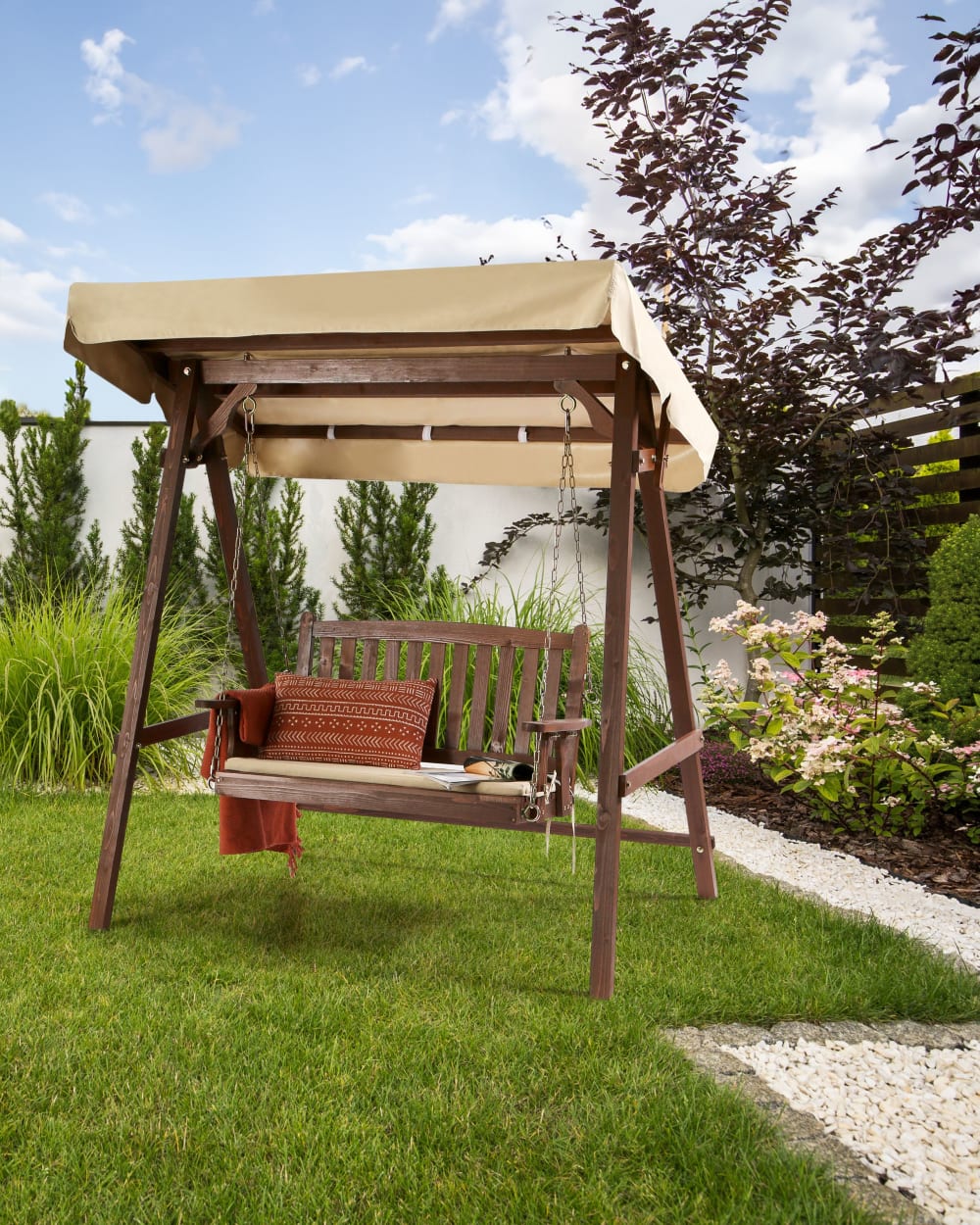 Balancelle d'extérieur bois d’épicéa marron foncé