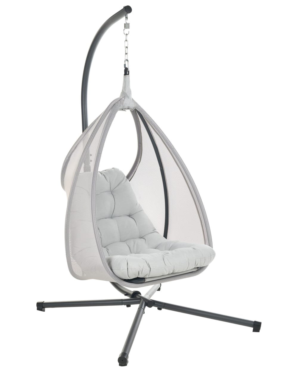Fauteuil suspendu avec support tissu gris clair