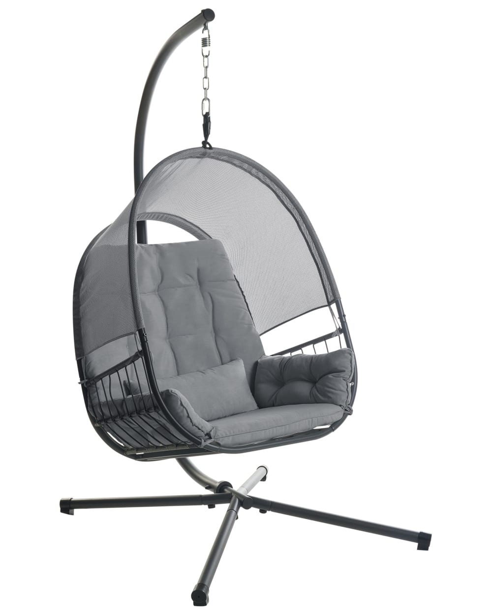 Fauteuil suspendu avec support tissu gris foncé