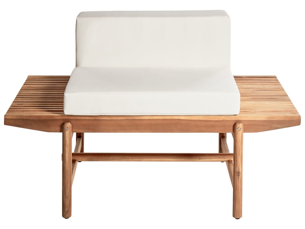 Banc avec coussin d'assise 135 cm acacia blanc cassé