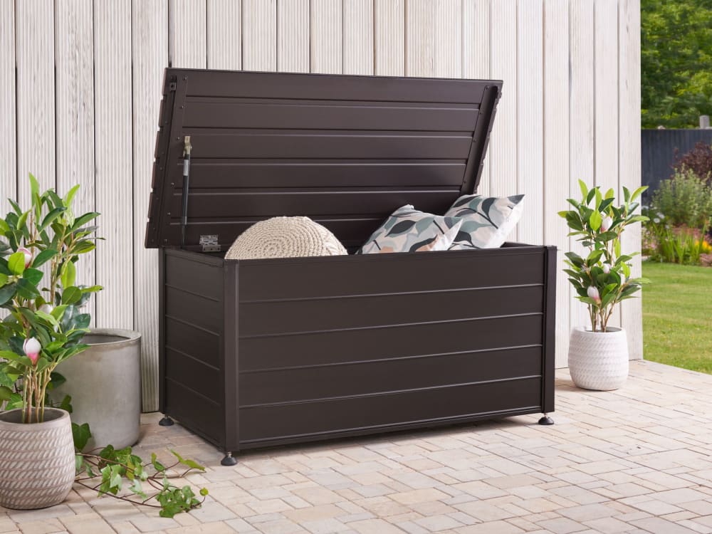 Coffre de rangement 123 cm 60 cm métal marron foncé
