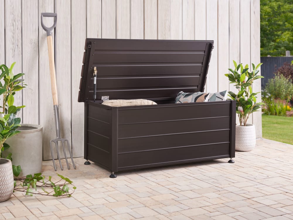 Coffre de rangement 113 cm 50 cm métal marron foncé