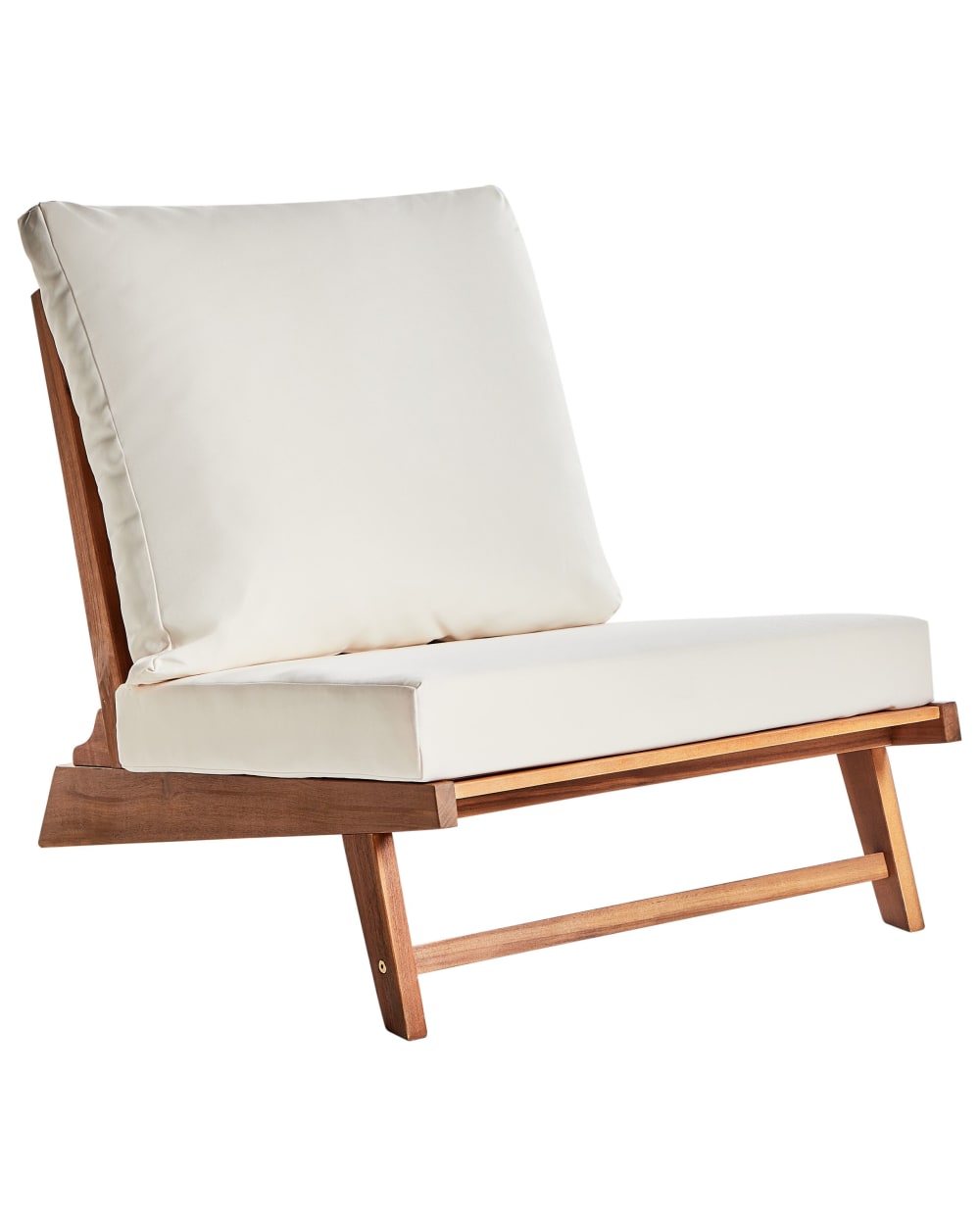 Chaise d'extérieur avec coussin bois d'acacia blanc cassé