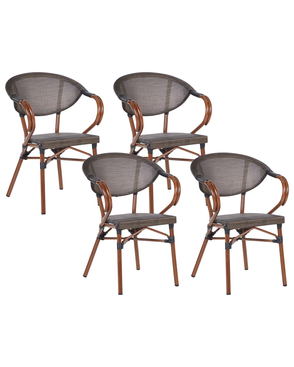 Lot de 4 chaises de jardin métal gris
