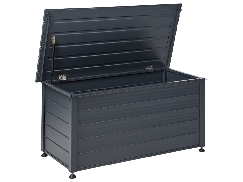 Coffre de rangement 123 cm 60 cm métal gris foncé Coffre de rangement 123 cm 60 cm métal gris foncé