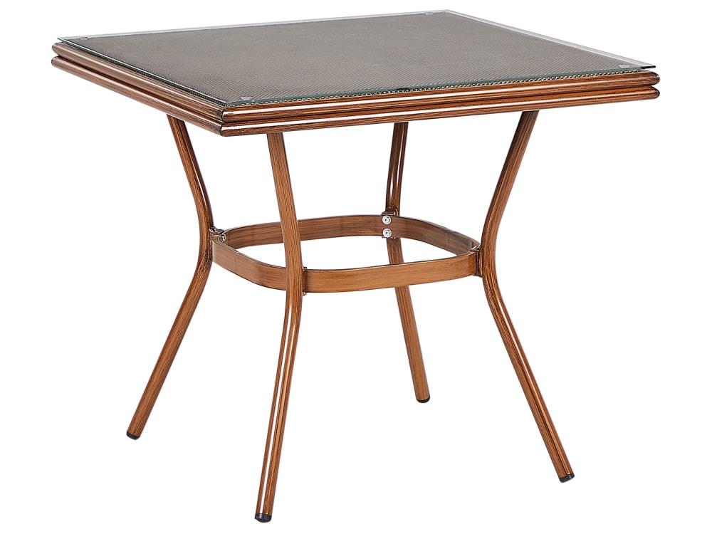 Table de jardin 4 personnes en aluminium bois foncé
