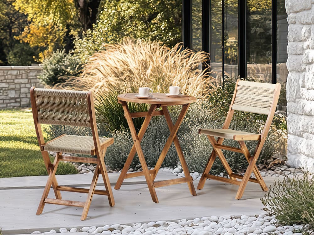 Table bistrot 60 cm 60 cm bois d'acacia marron