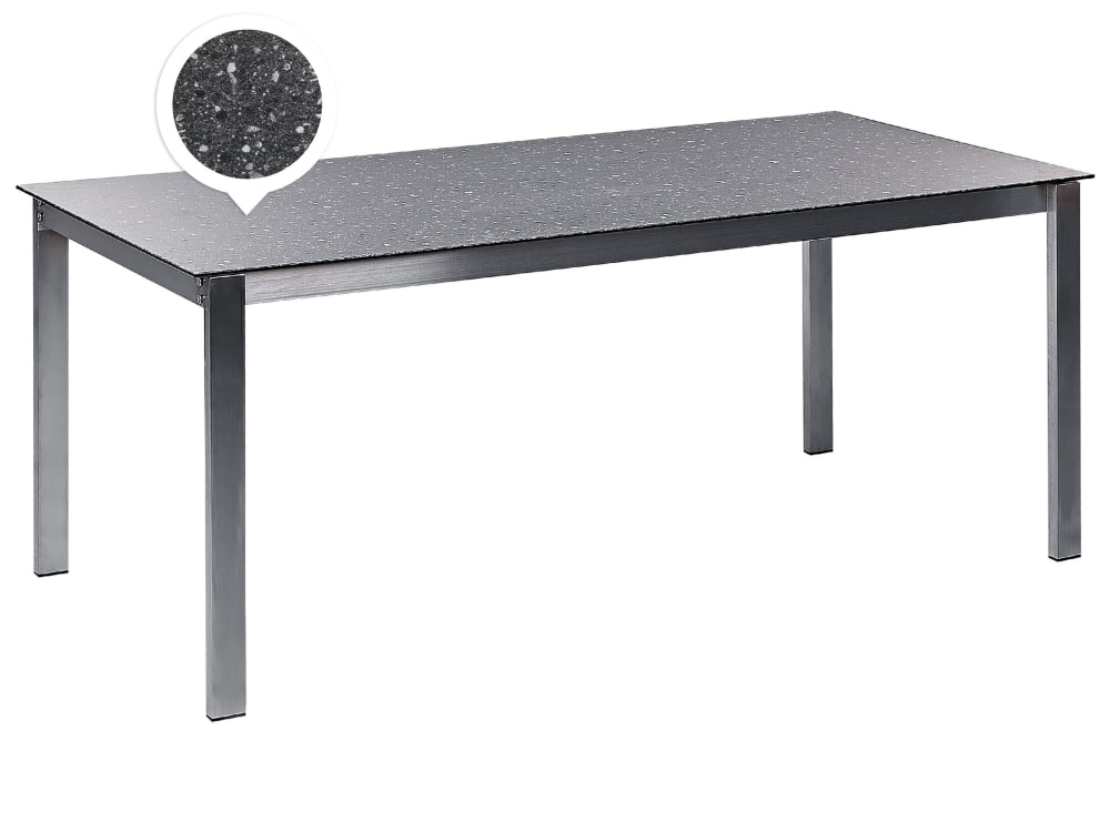 Table de jardin 6 personnes en verre de sécurité noir