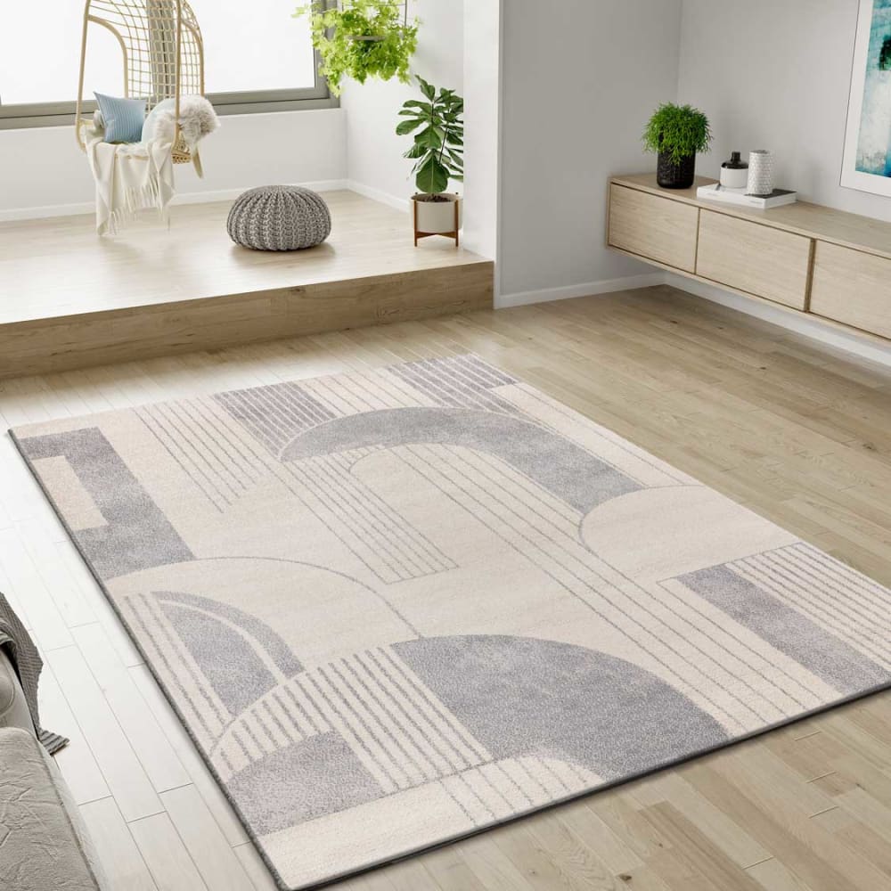 Tapis géométrique crème/gris 133x190 cm — vue 3