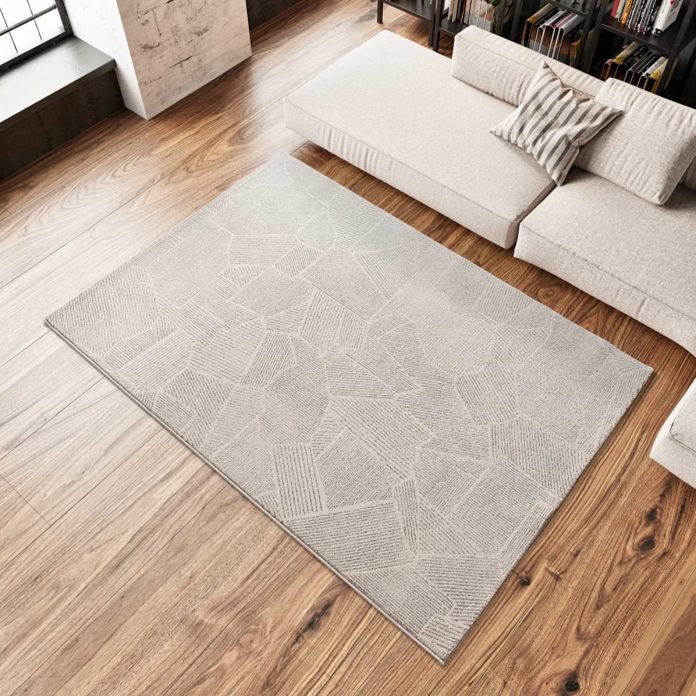 Tapis abstrait crème/gris 200x290 cm — vue 3