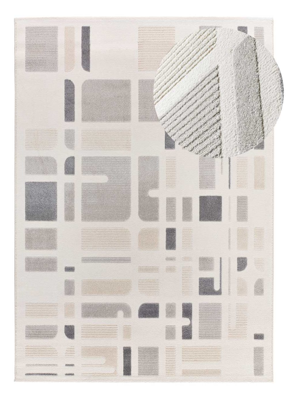 Tapis à relief blanc/beige/gris