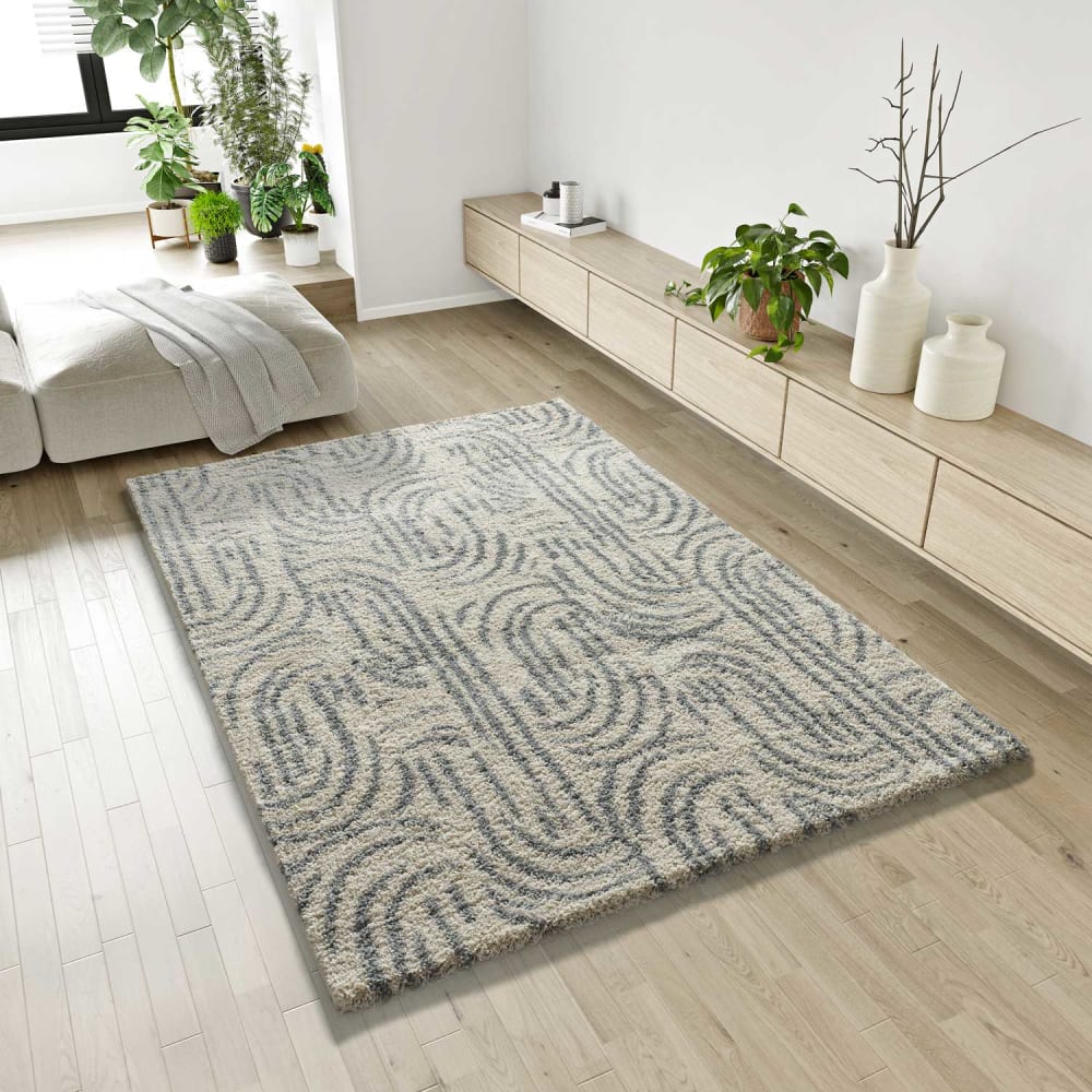 Tapis shaggy gris/beige 133x190 cm — vue 3