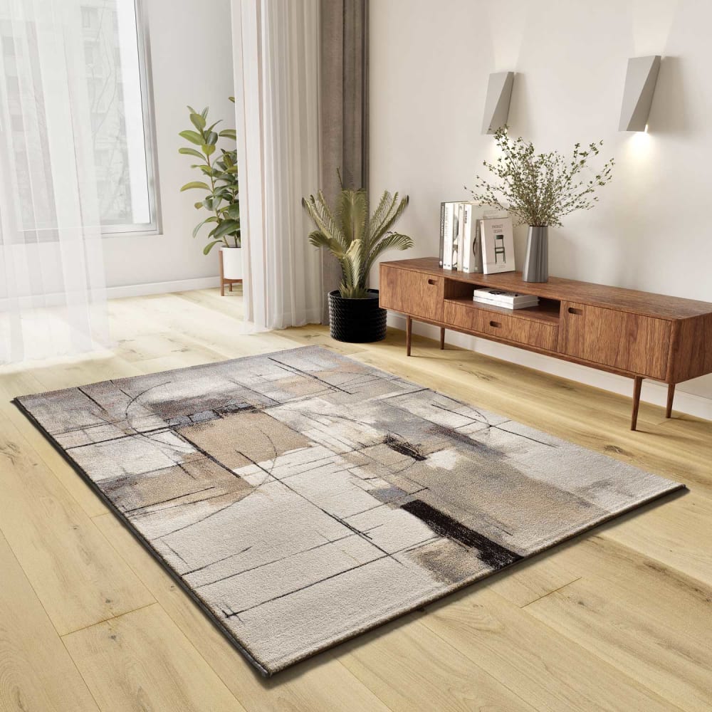 Atticgo Kurzflorteppich, abstrakt, beige, 80x150 cm style modern Öko-Tex Zertifikat - Pp - Polypropylen
