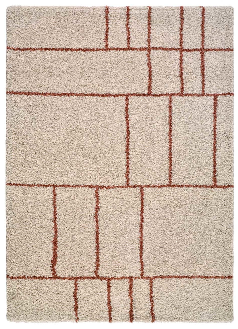 Tapis descente de lit shaggy beige/rouille 60x120 cm