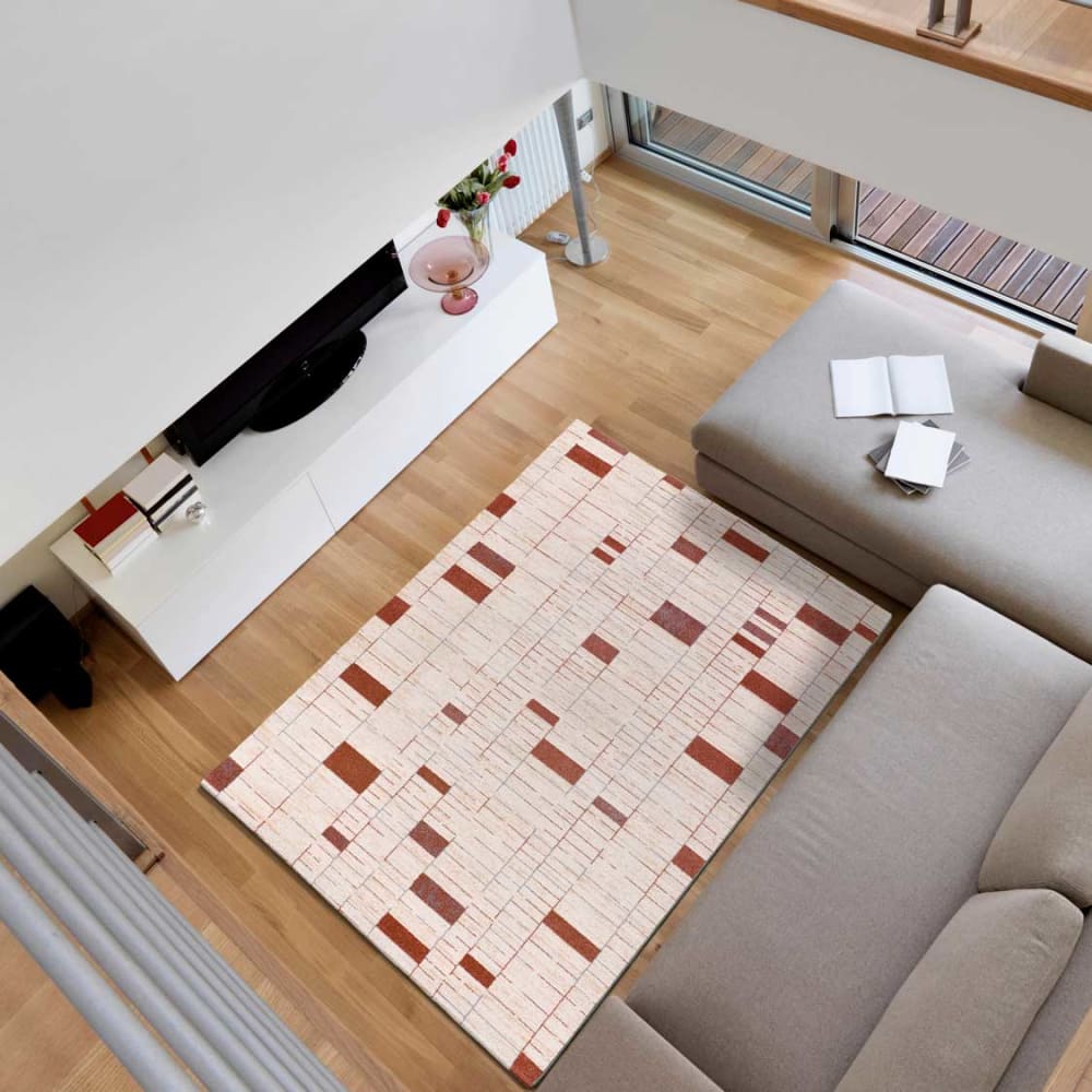 Tapis moderne beige/rouille 133x190 cm — vue 3