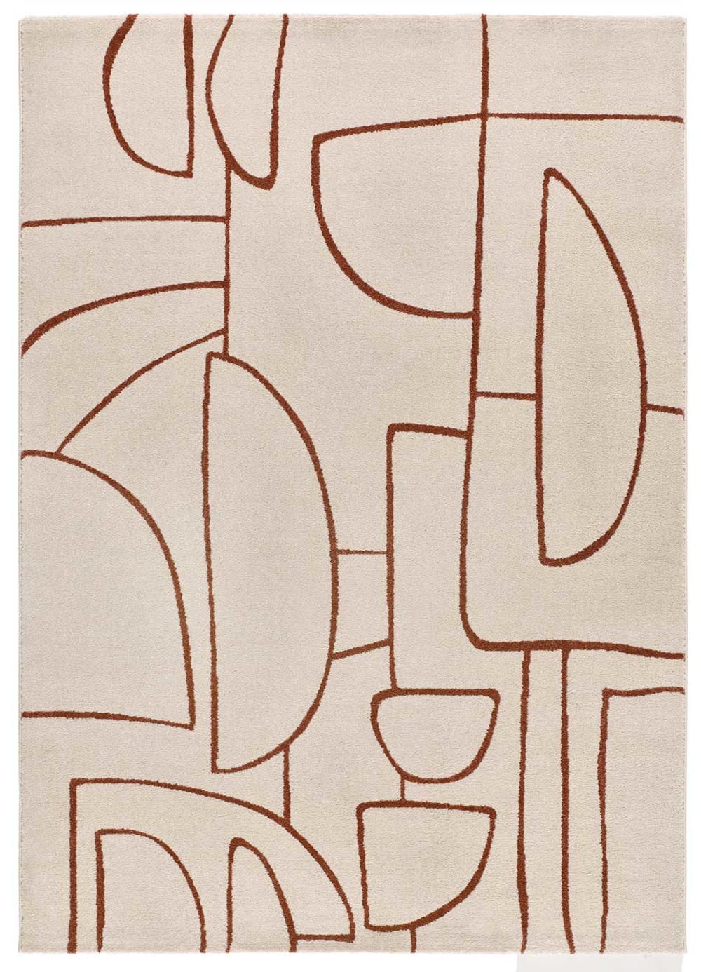 Tapis géométrique beige/rouille