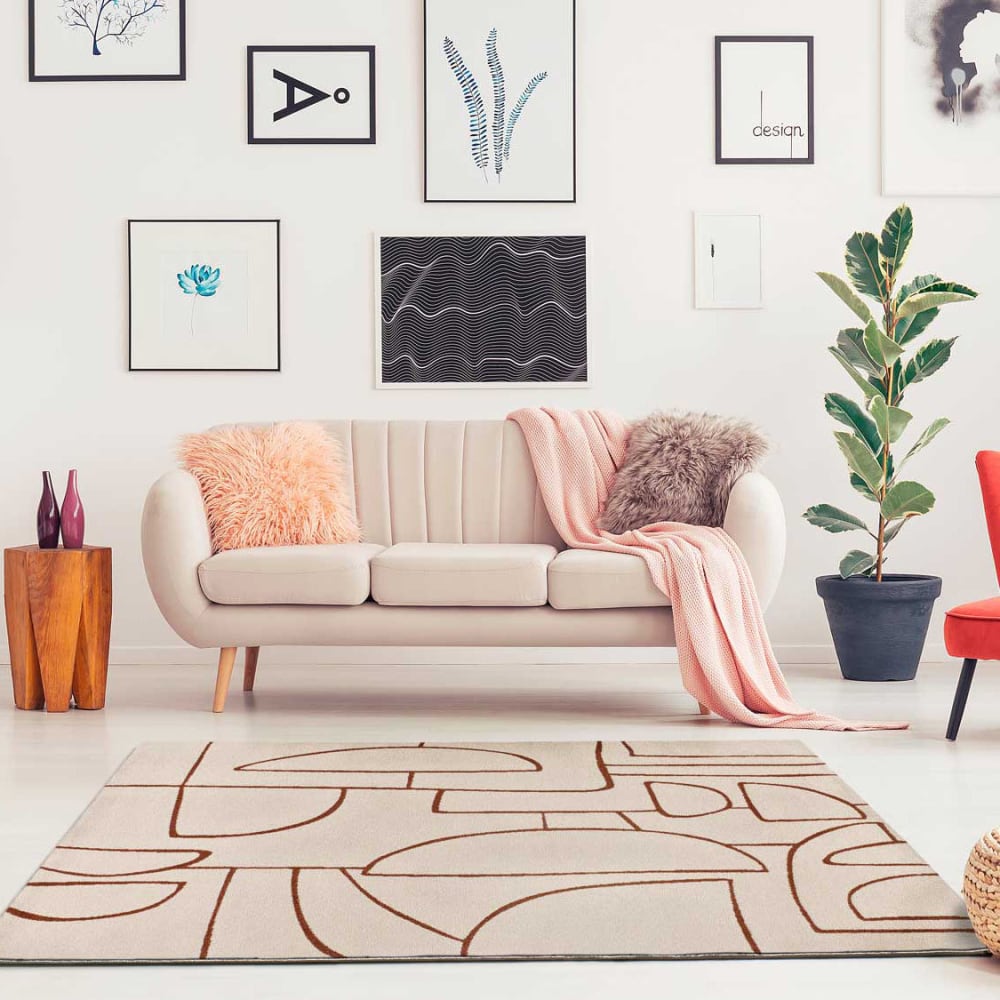 Tapis géométrique beige/rouille 80x150 cm — vue 3