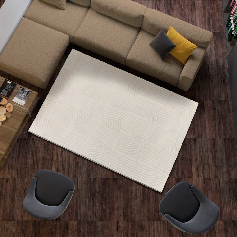Tapis à relief géométrique crème/gris clair 80x150 cm — vue 3