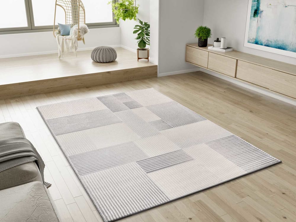 Tapis à relief géométrique gris/crème 160x230 cm — vue 3
