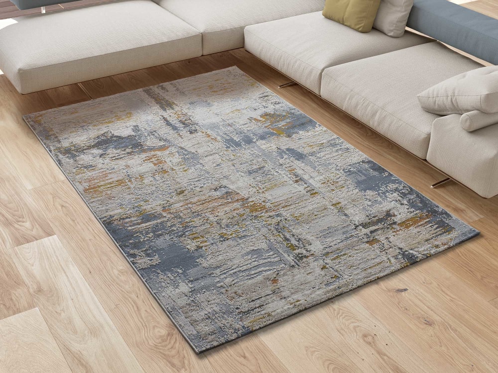 Tapis abstrait beige/rouille/bleu 192x290 cm — vue 3