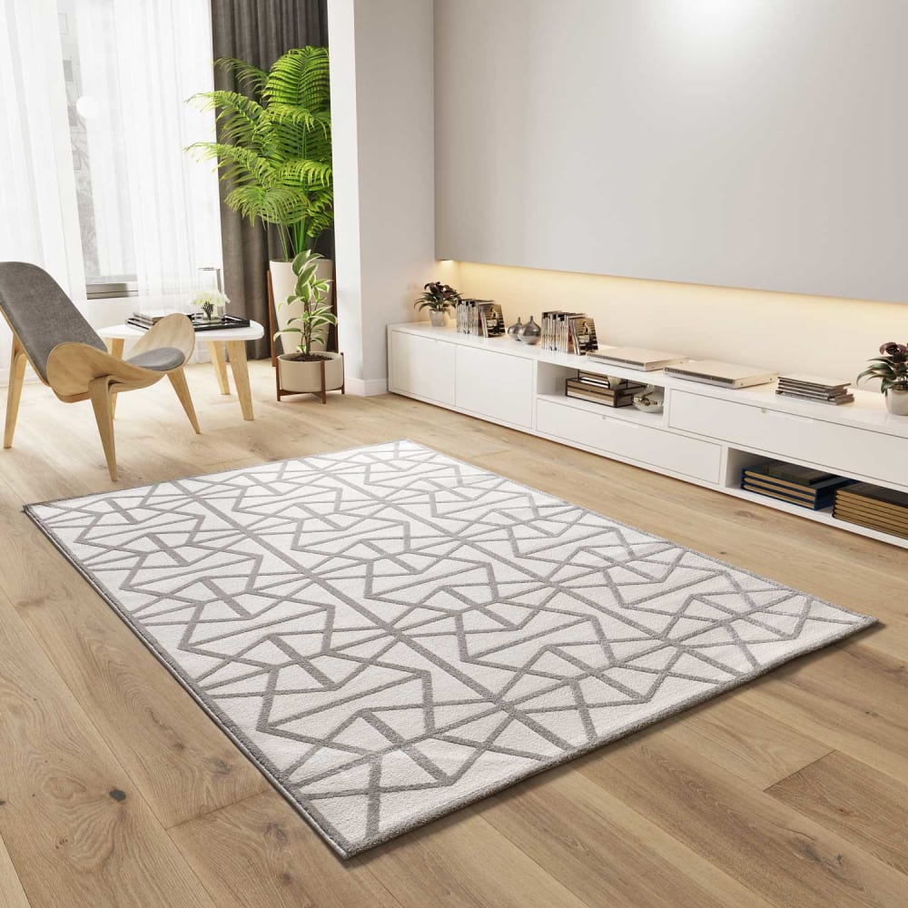 Tapis à relief blanc/gris 160x230 cm — vue 3