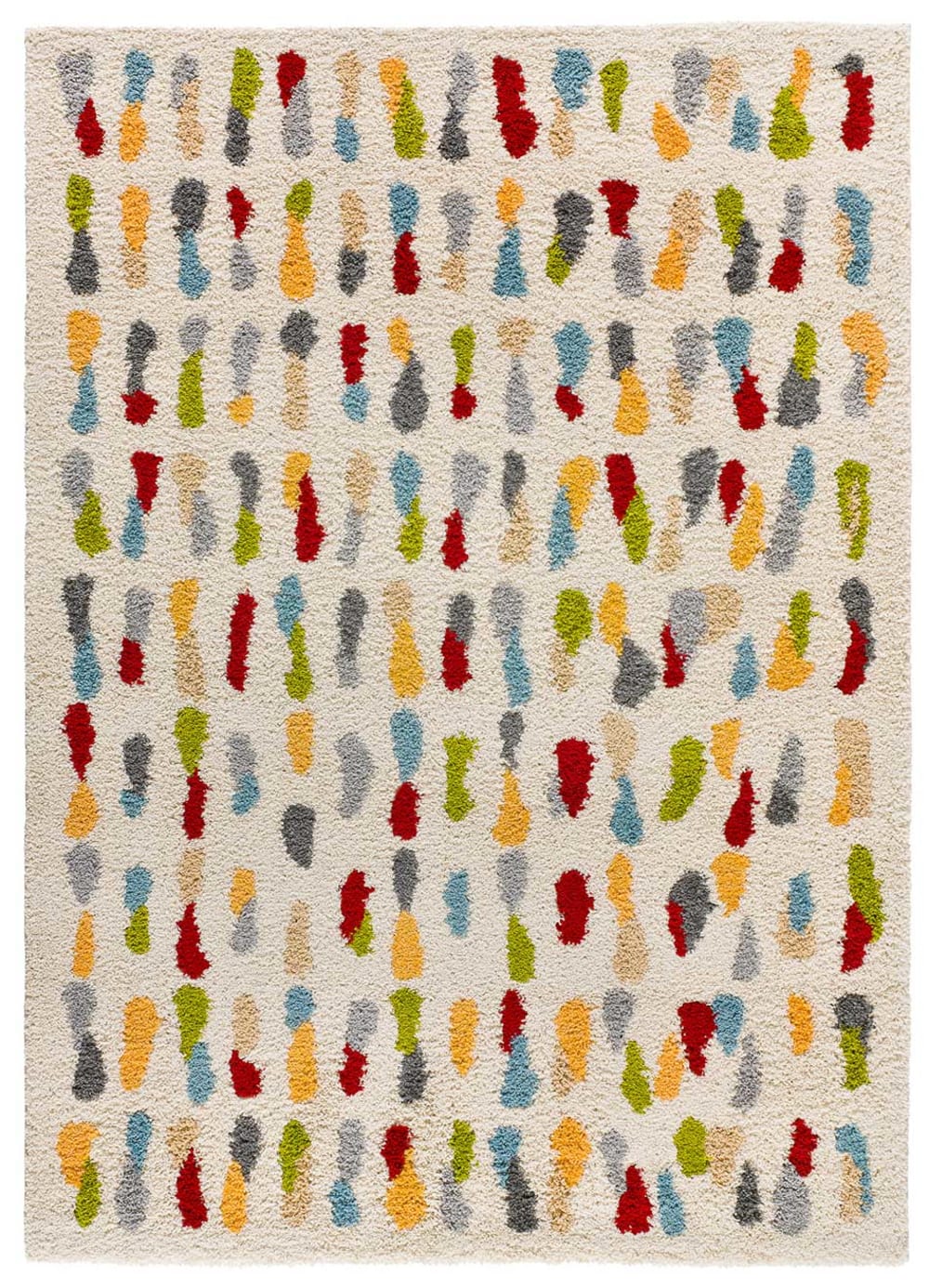 Tapis shaggy géométrique crème/multicolore 80x150 cm