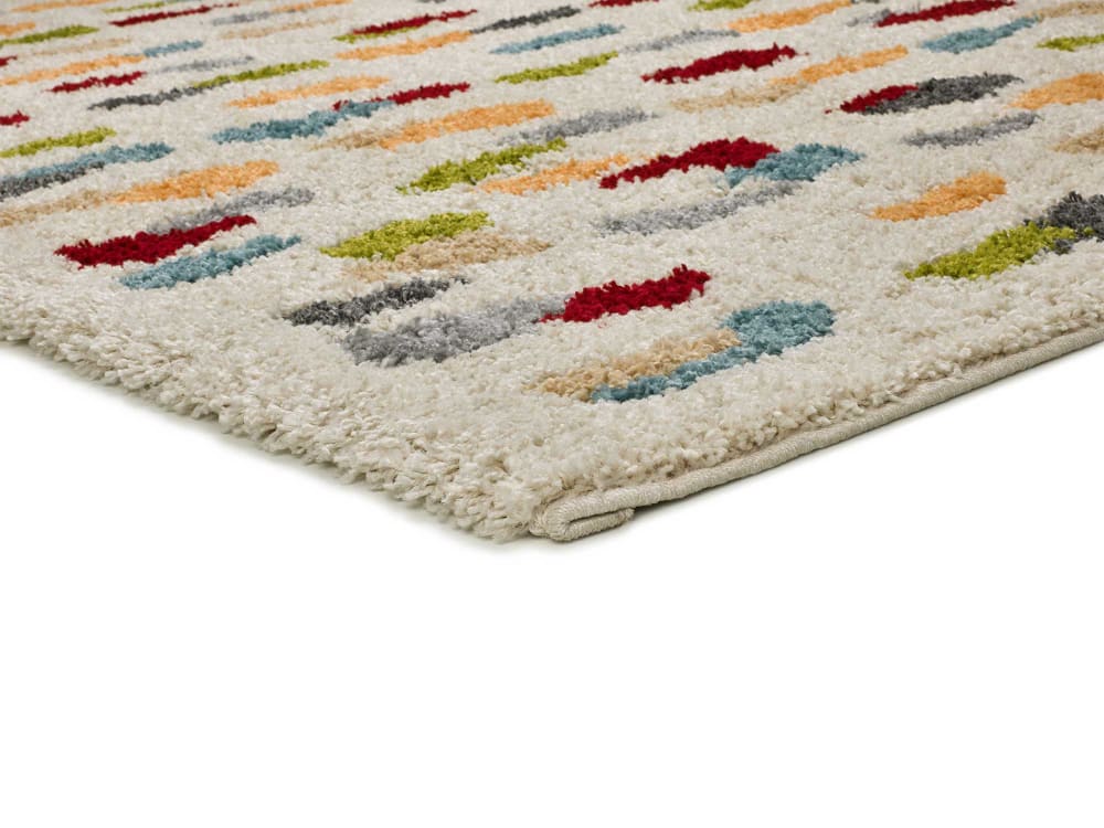 Tapis shaggy géométrique crème/multicolore 80x150 cm — vue 4