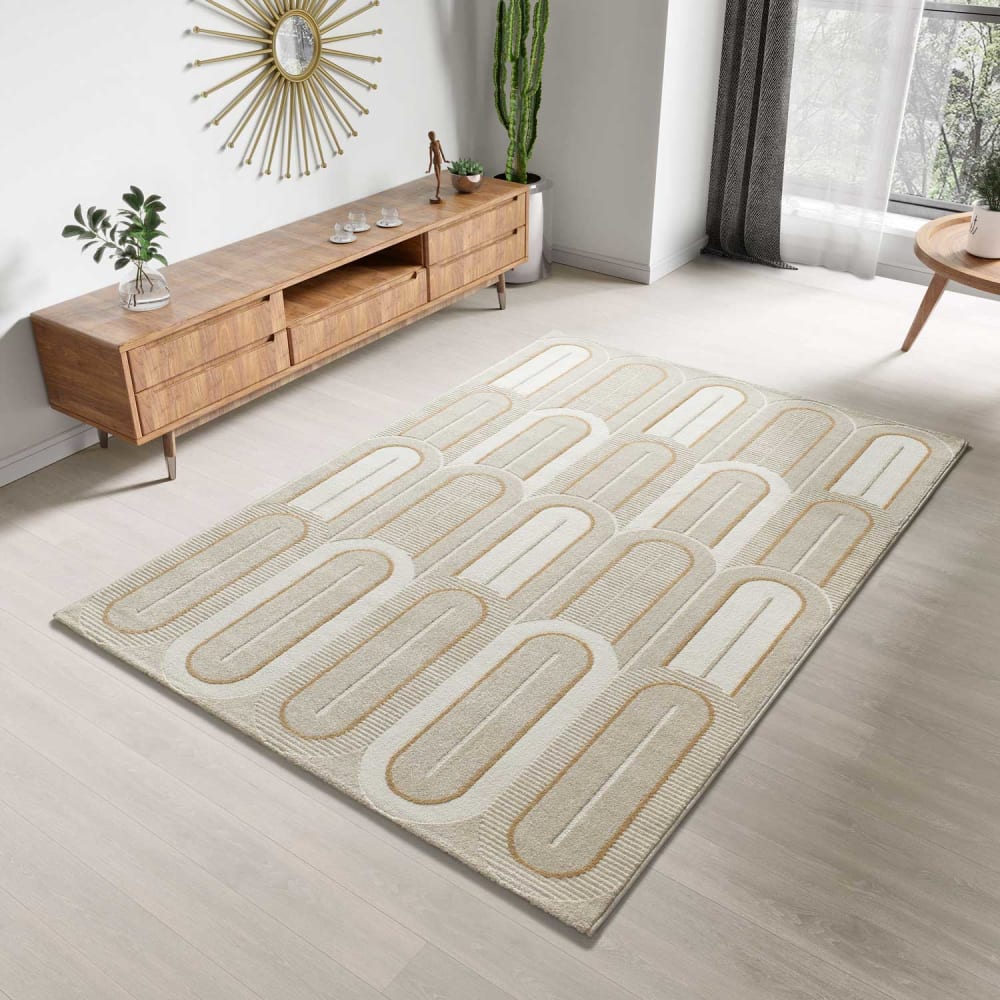 Tapis à relief blanc/beige 200x290 cm — vue 3