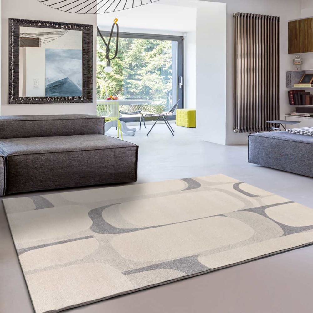 Tapis abstrait crème/gris 160x230 cm — vue 3