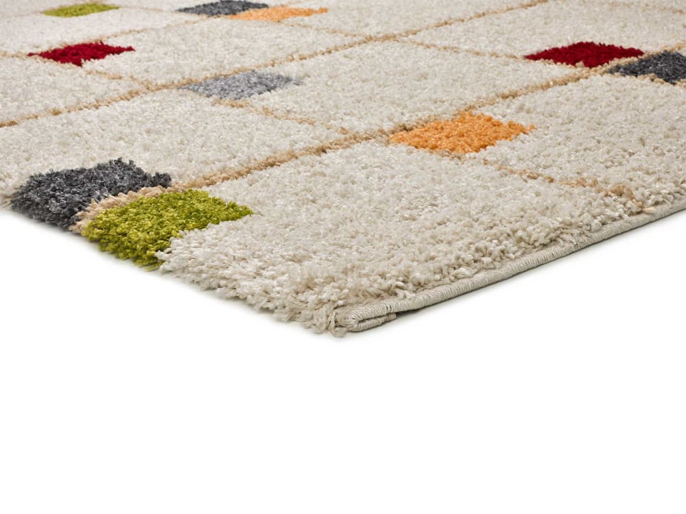 Tapis shaggy géométrique crème/multicolore 80x150 cm — vue 4
