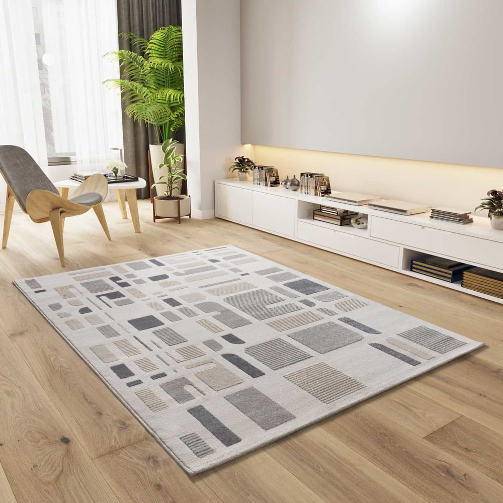 Tapis à relief blanc/beige/gris 160x230 cm — vue 3