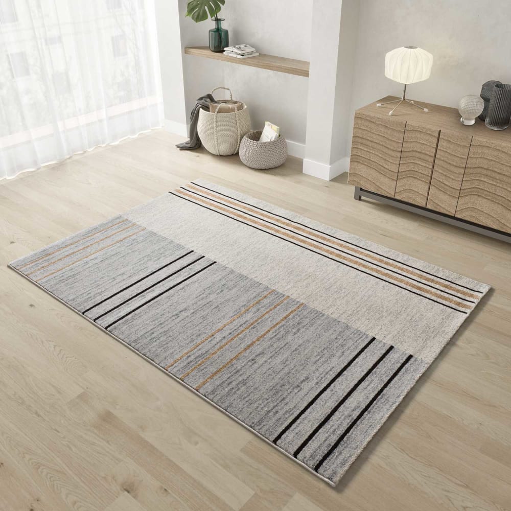 Tapis géométrique gris/beige 80x150 cm — vue 3