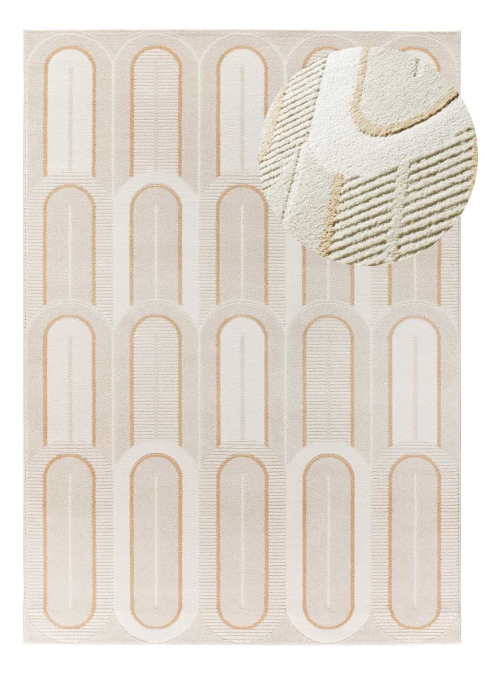 Tapis à relief blanc/beige 80x150 cm