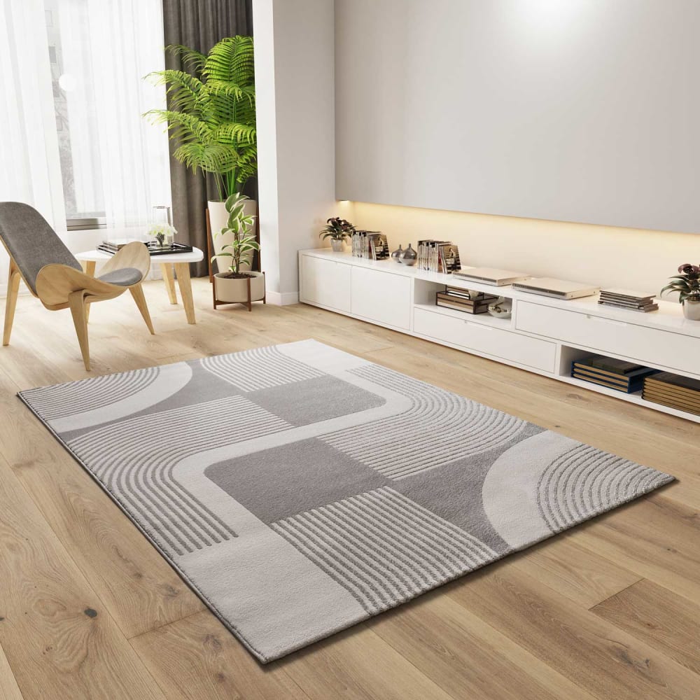 Tapis à relief blanc/gris 160x230 cm — vue 3