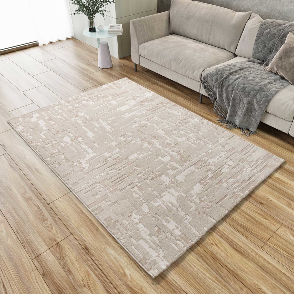 Tapis à relief moderne beige 80x150 cm — vue 3