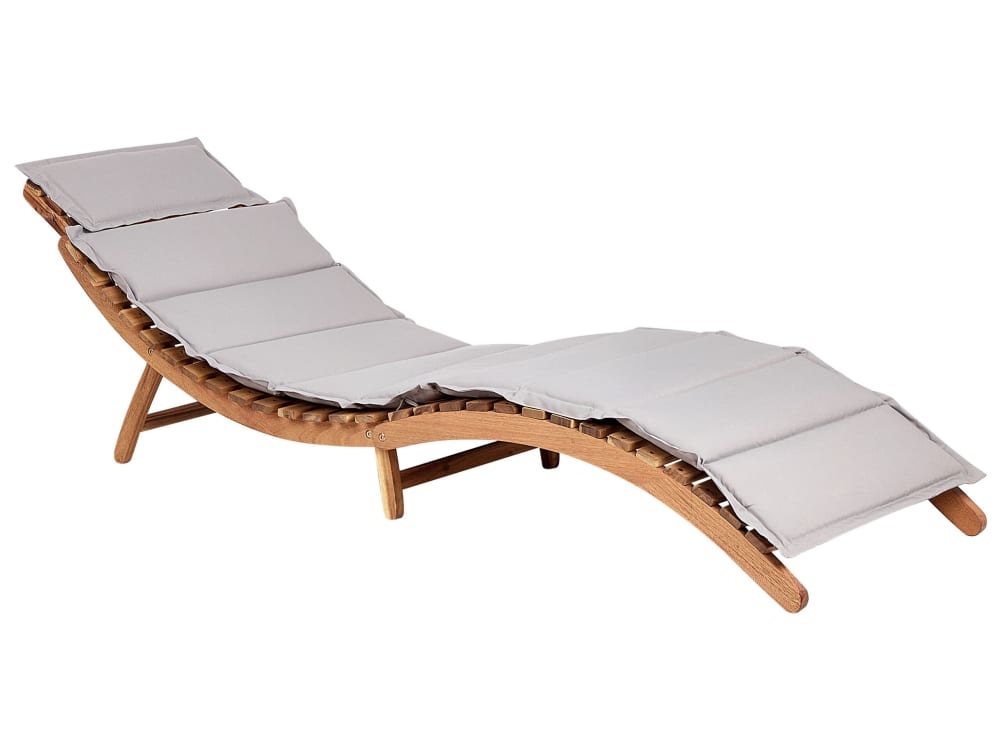 Chaise longue avec coussin bois d'acacia gris