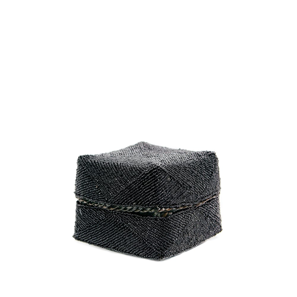 Panier en bambou et perles noir 10x10x10cm — Beyit