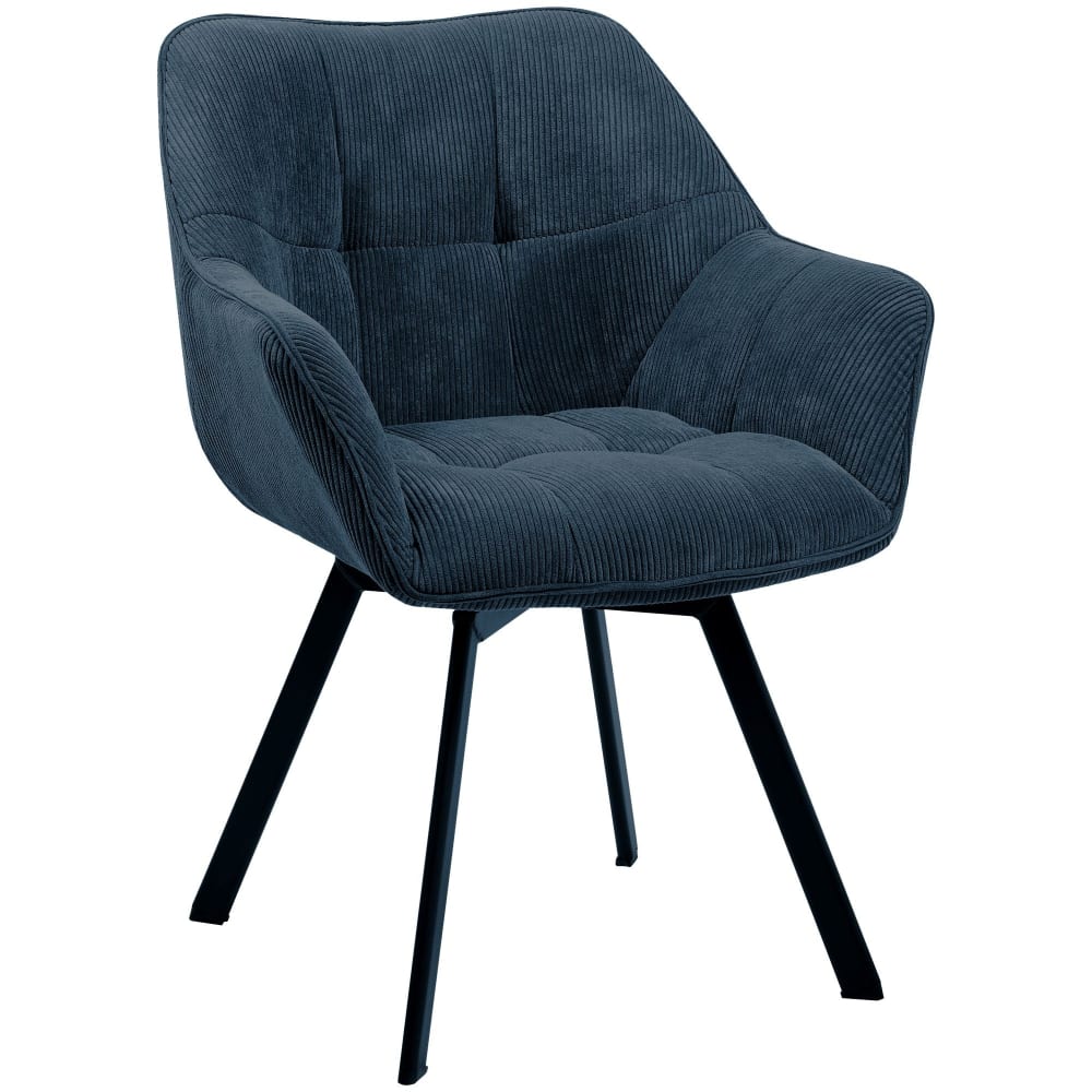 Esszimmerstuhl drehbar aus Cord blau - Maisons Du Monde
