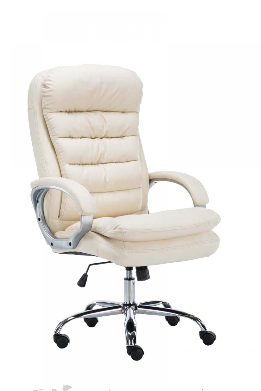 CLP Bürostuhl höhenverstellbar drehbar aus Kunstleder creme style modern Beige Pvc - Polyvinlychlorid