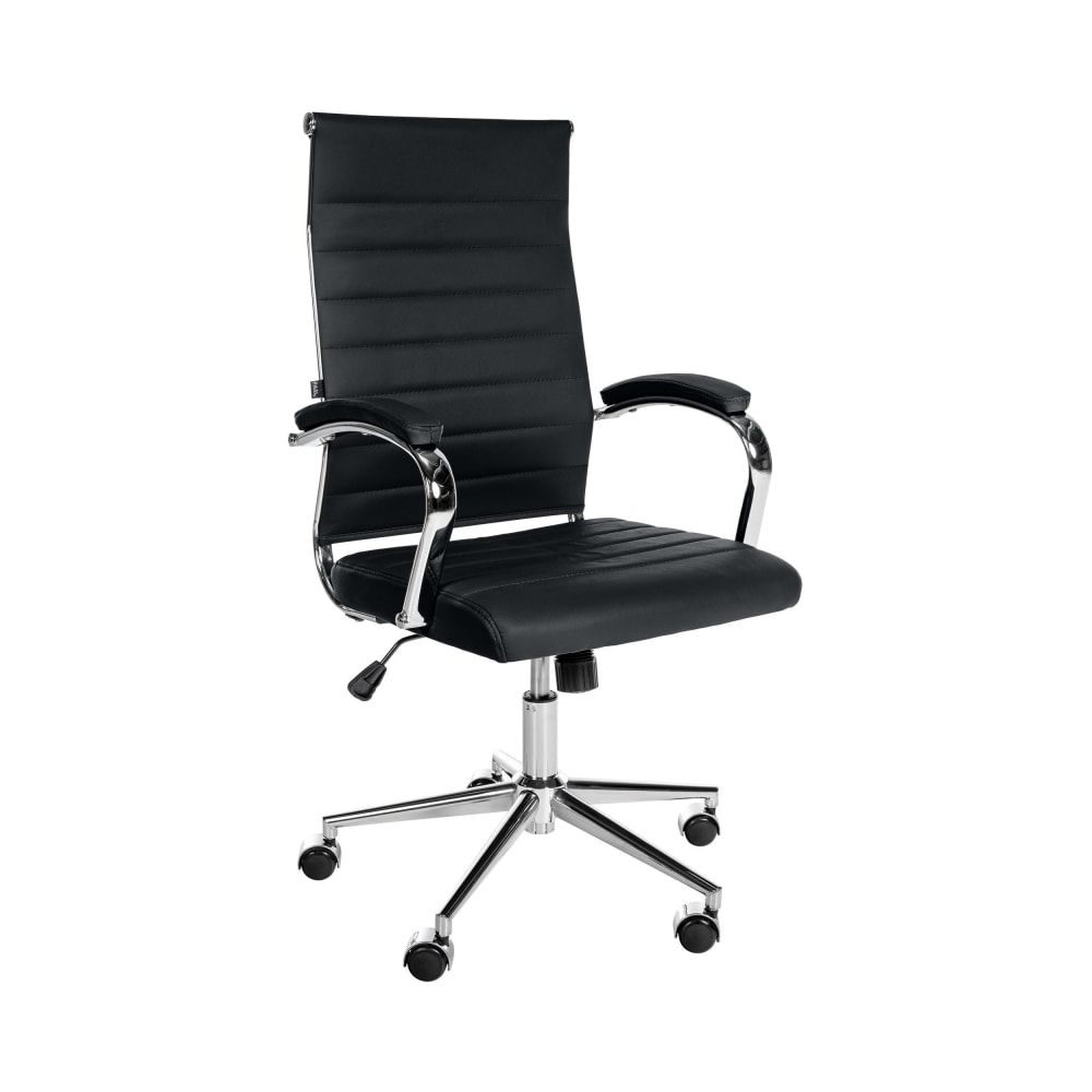 CLP Bürostuhl verstellbar drehbar aus Echtleder schwarz style modern - -