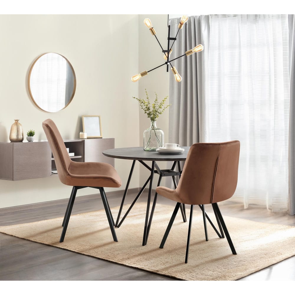 Esszimmerstuhl mit Fußgestell aus Samt braun - Maisons Du Monde