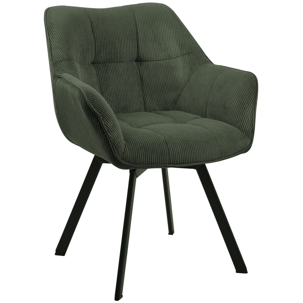 Esszimmerstuhl drehbar aus Cord grün - Maisons Du Monde