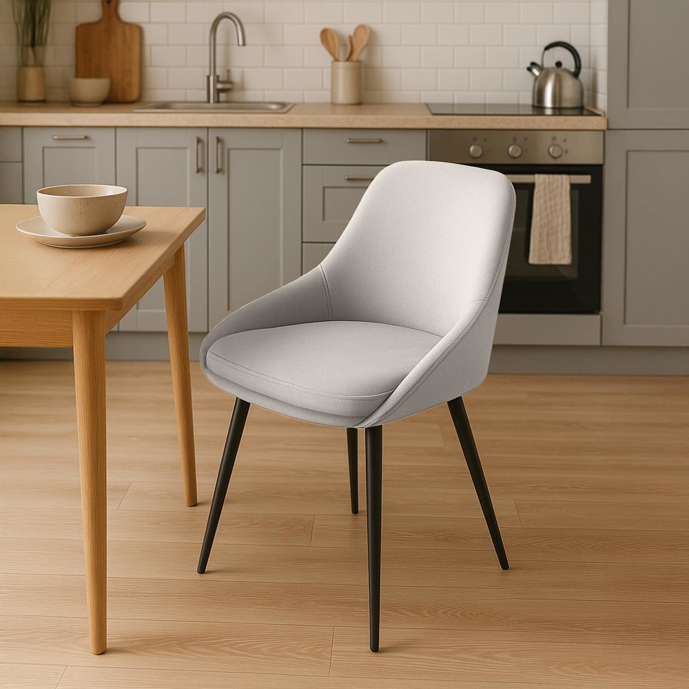 silla de comedor con reposapies en terciopelo gris