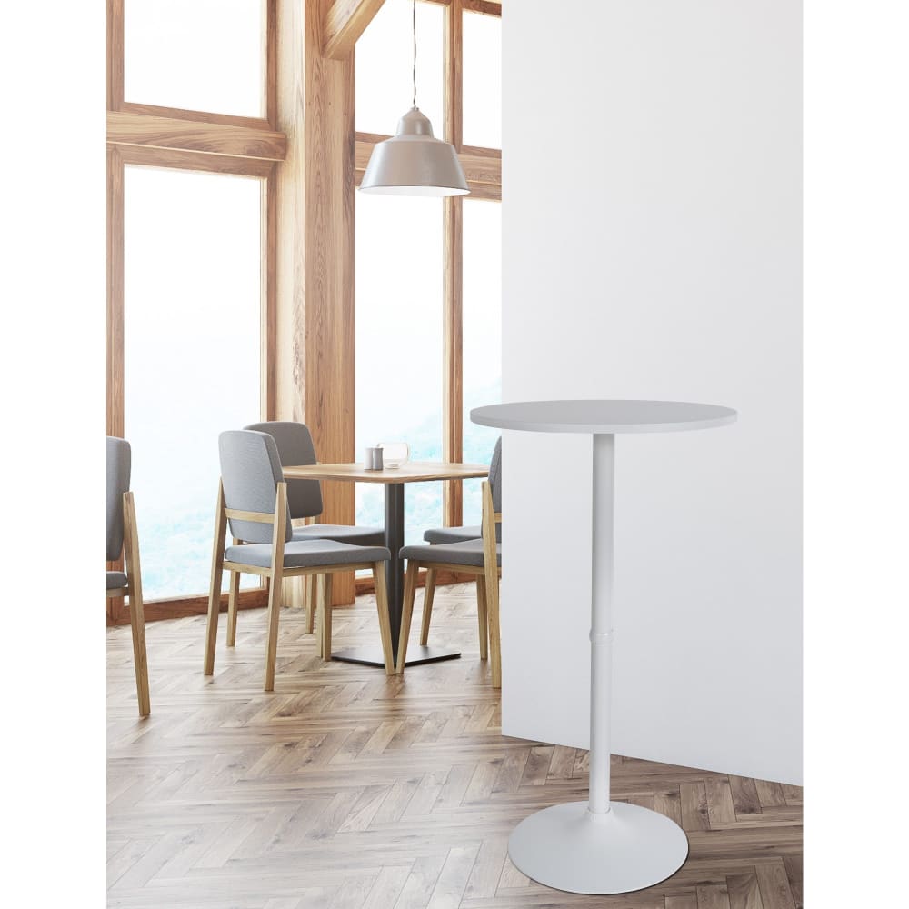 Stehtisch mit Metallgestell und Platte aus Holz weiß/weiß -