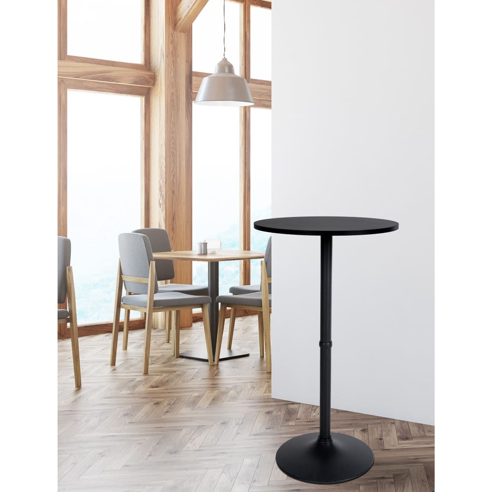 Stehtisch mit Metallgestell und Platte aus Holz schwarz/schwarz -
