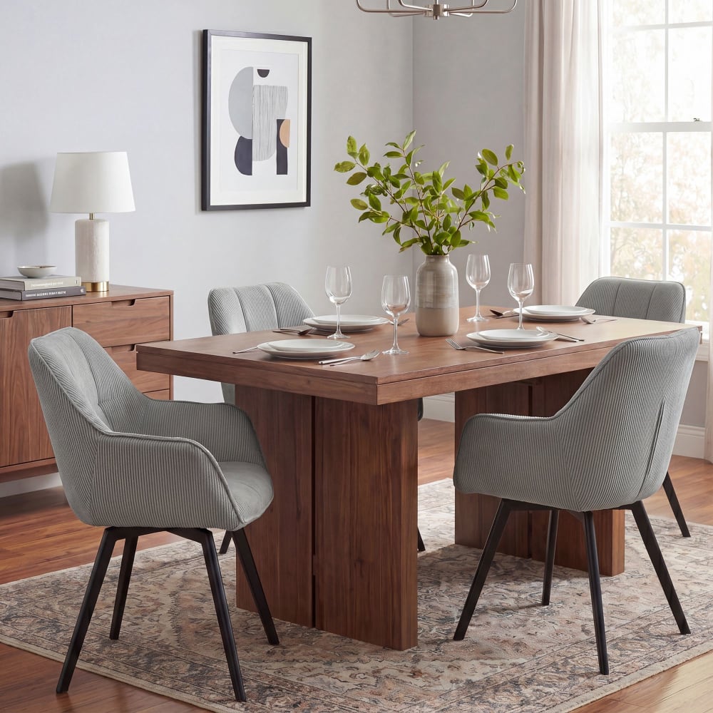 CLP Esszimmerstuhl drehbar aus Cord grau style modern - Baumwolle