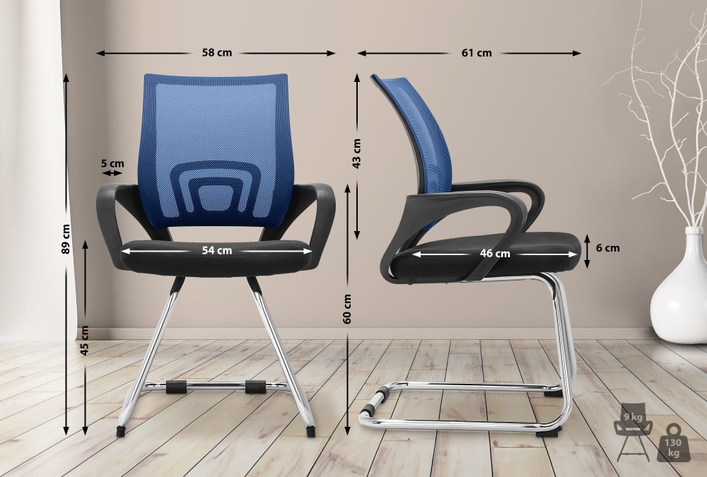 Freischwinger mit Metallgestell und Sitz aus Stoff blau - Maisons