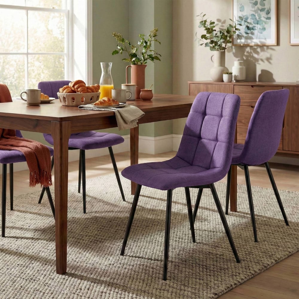 CLP Esszimmerstuhl mit Fußgestell aus Stoff lila style modern Violett Stoff